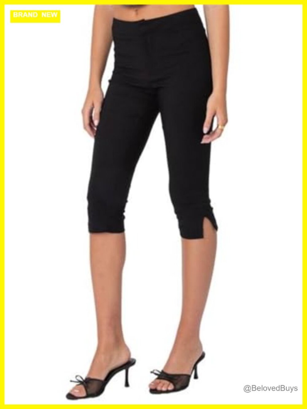 Slim Fitted Capri Leggings Bow Tie Low Rise Cropped Yoga Workout Pants